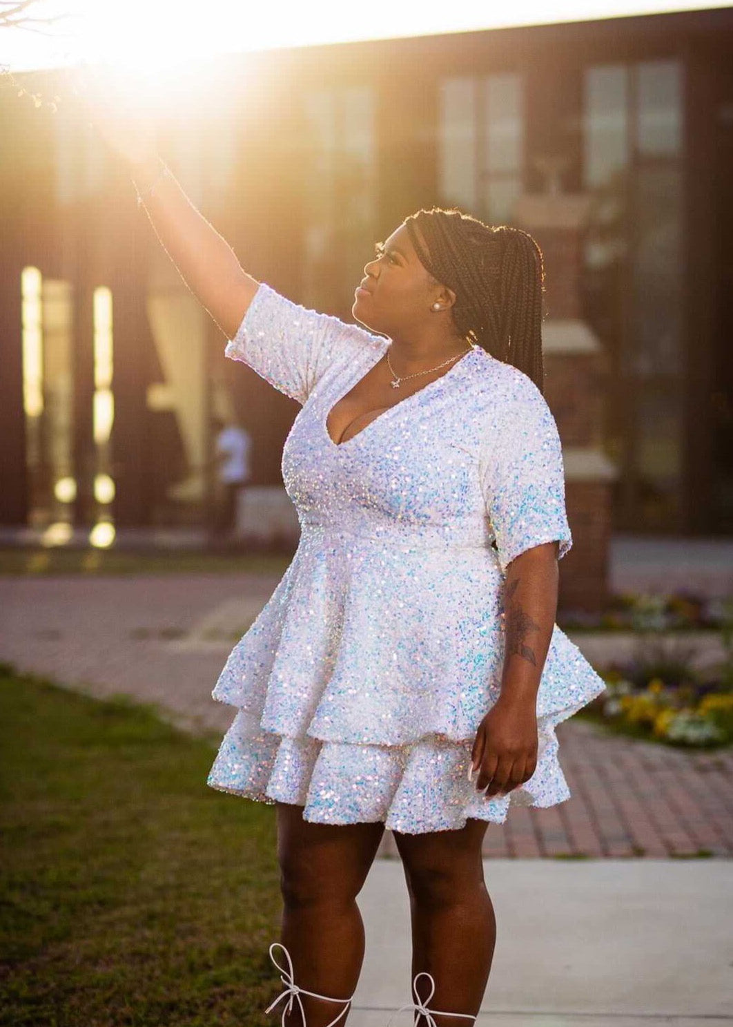 Jennifer Peplum Dress White