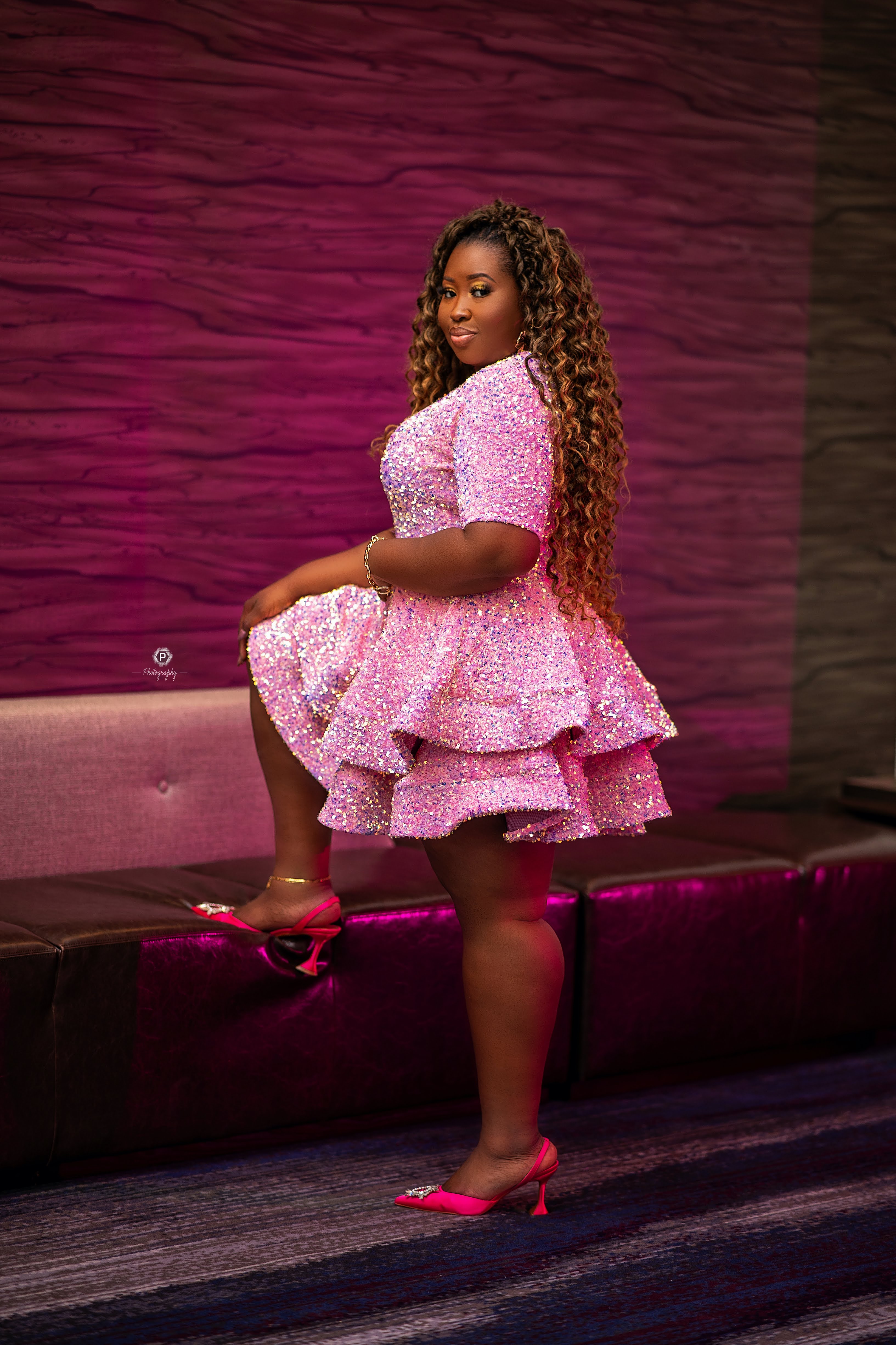 Jennifer Peplum Dress Pink