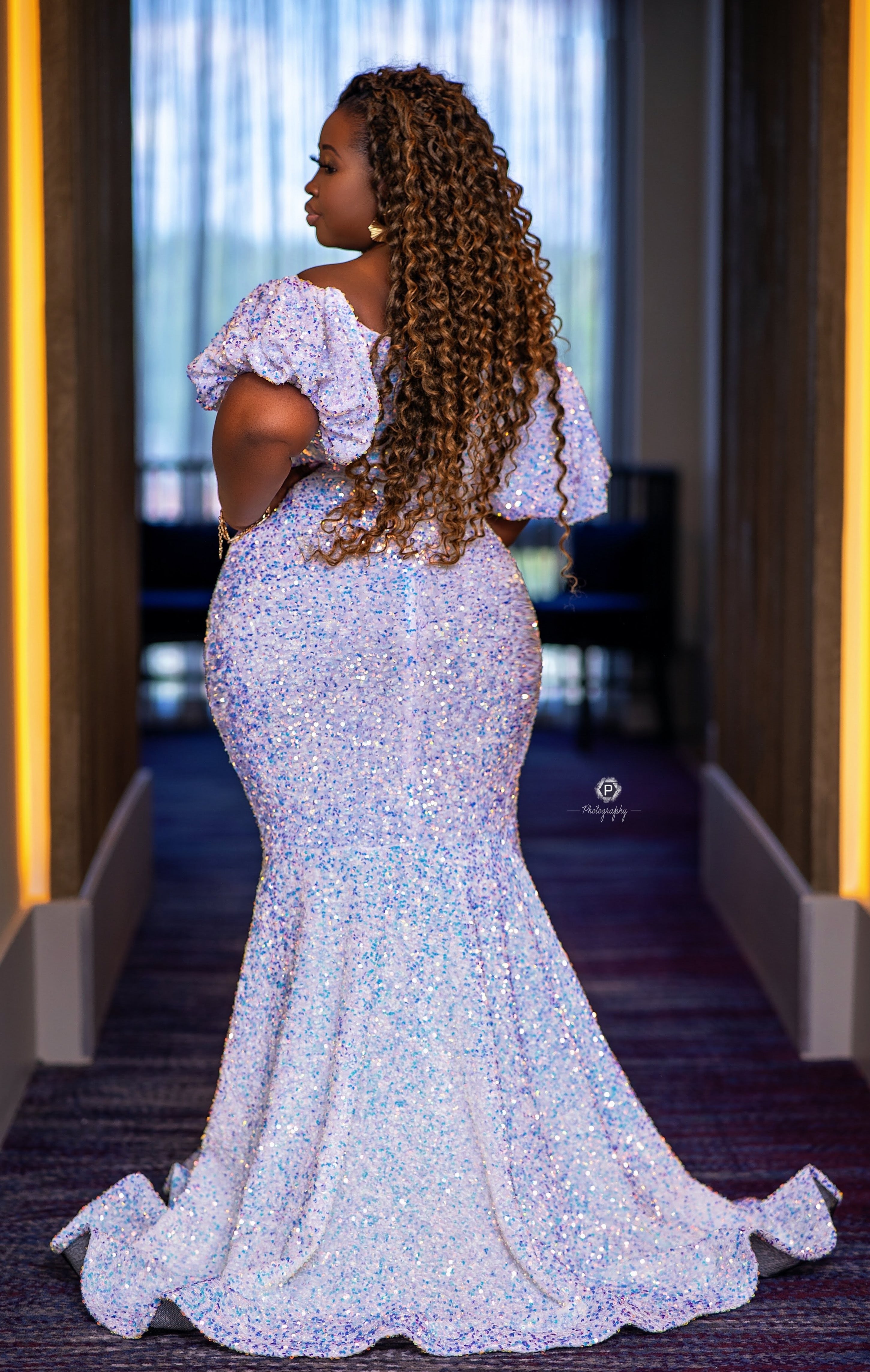 Leslie Sequin Gown White