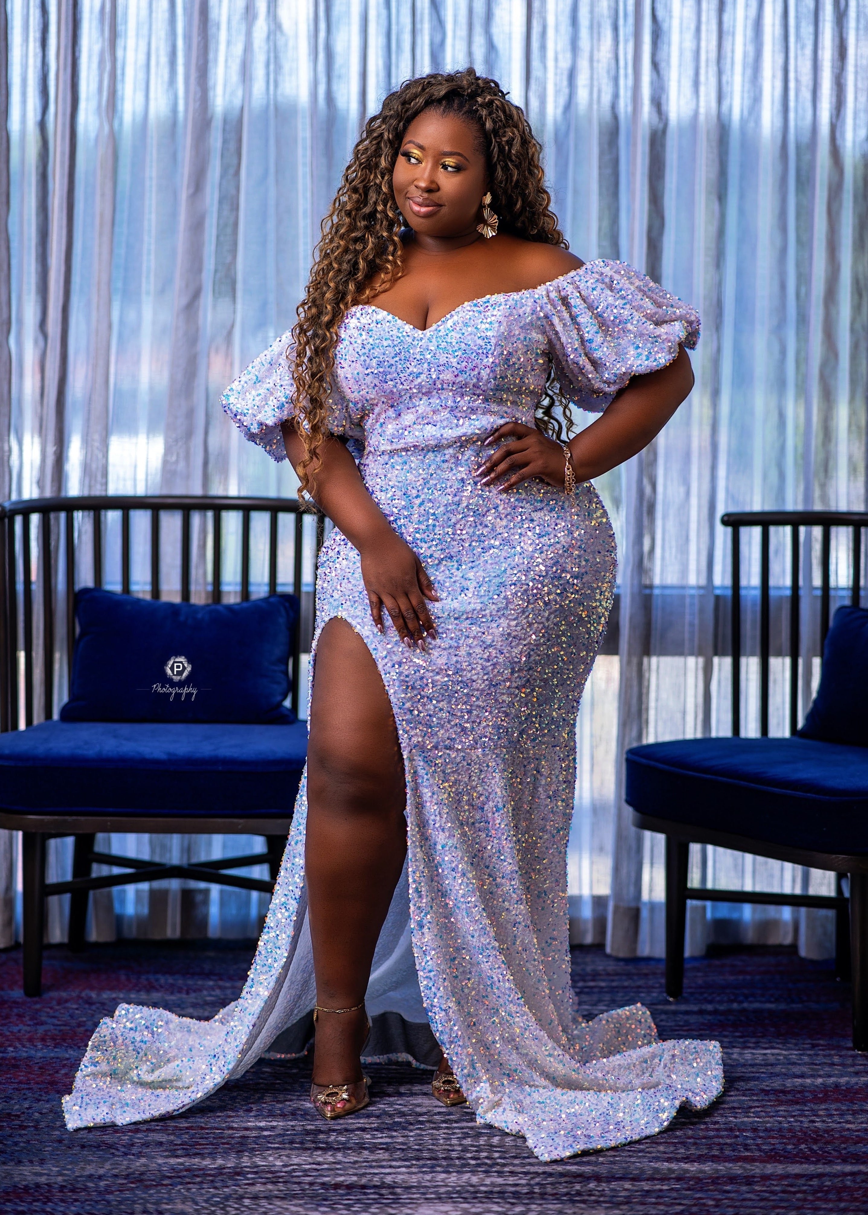 Leslie Sequin Gown White