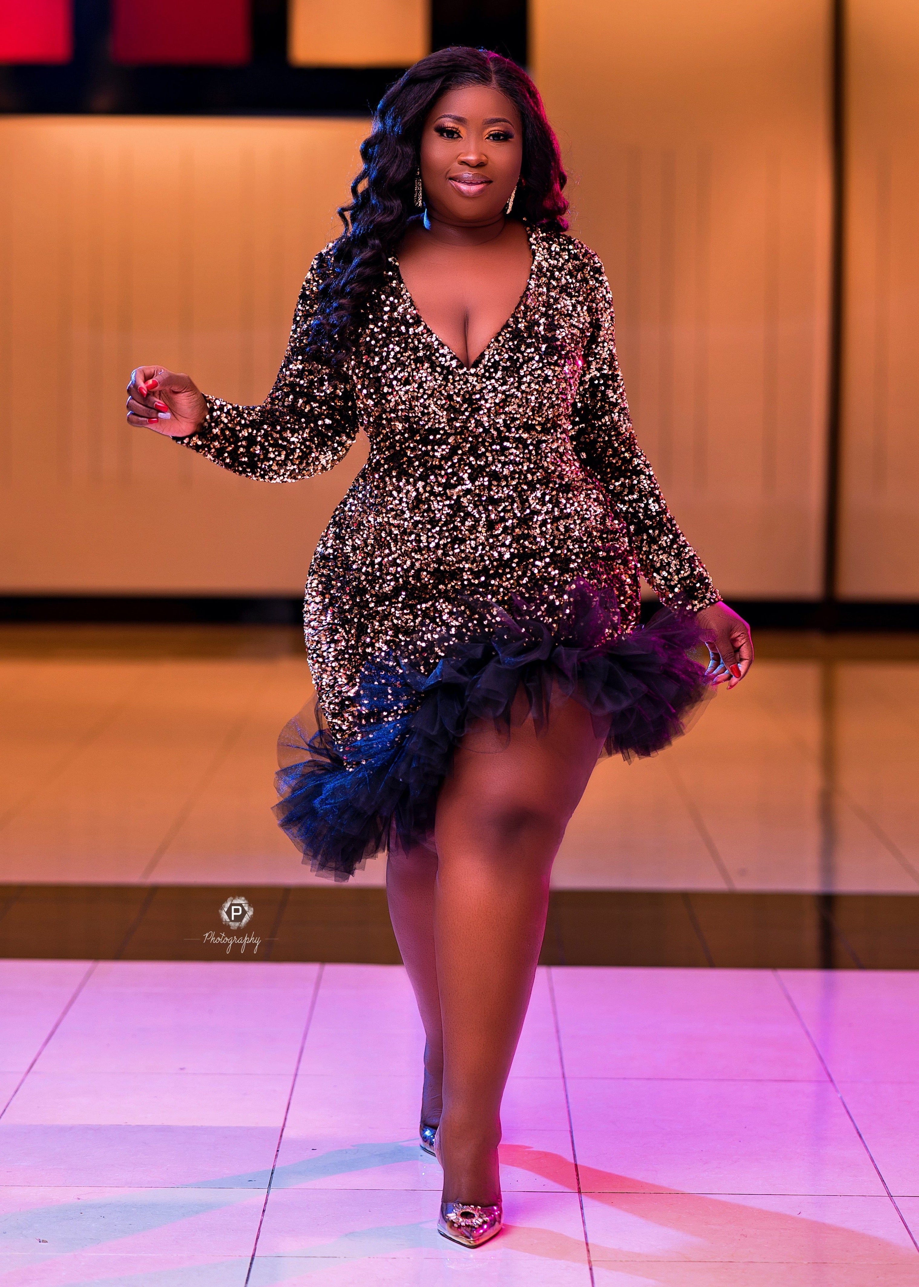 Esther Mini Dress Black Gold