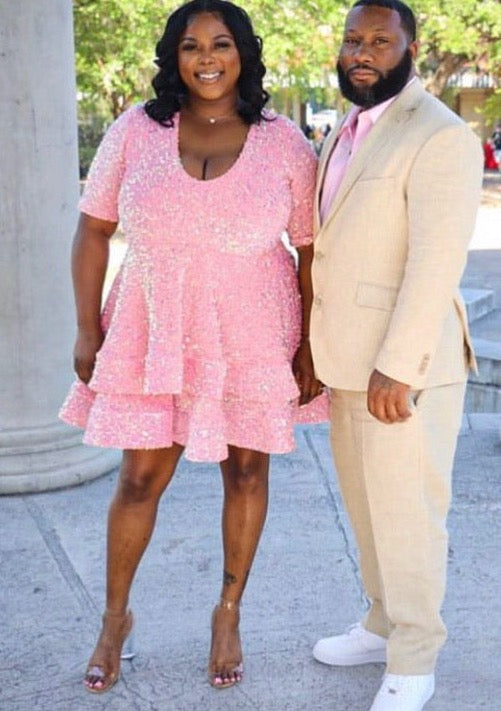 Jennifer Peplum Dress Pink