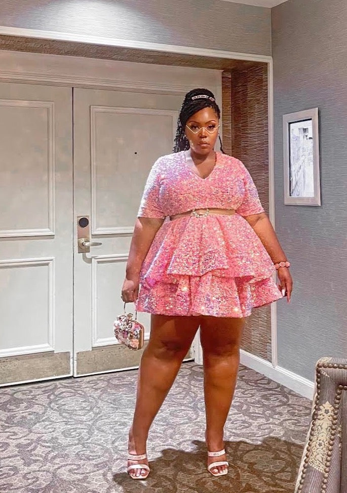 Jennifer Peplum Dress Pink