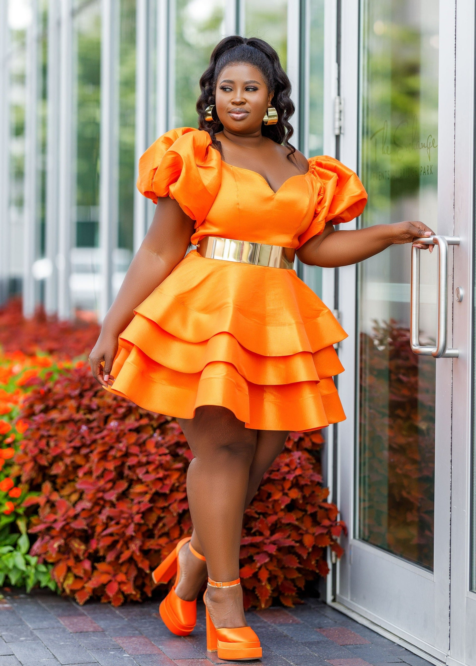 green emerald velvet dress Amber Orange Dress