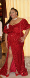 Leslie Sequin Gown Red